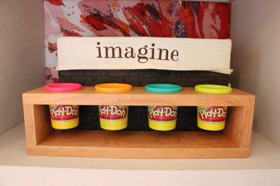 Wooden play-doh holder