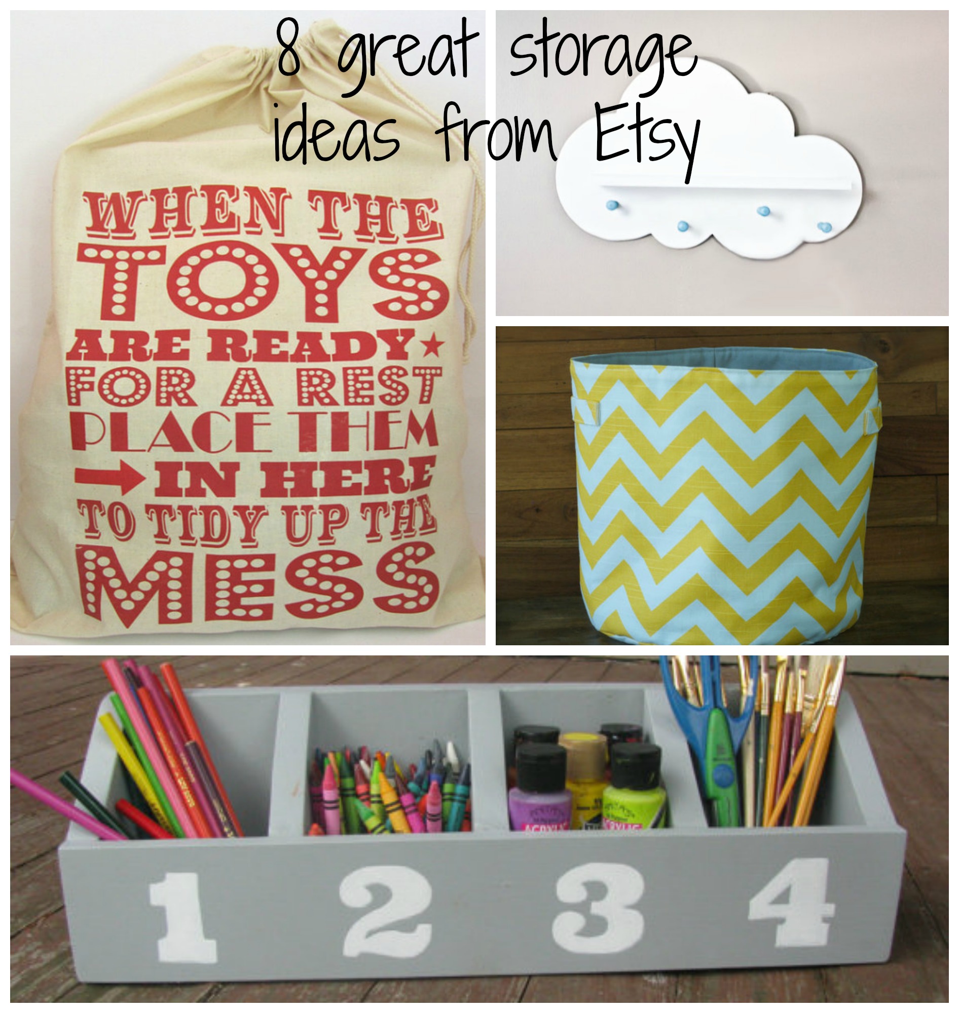 Toy storage ideas from Etsy