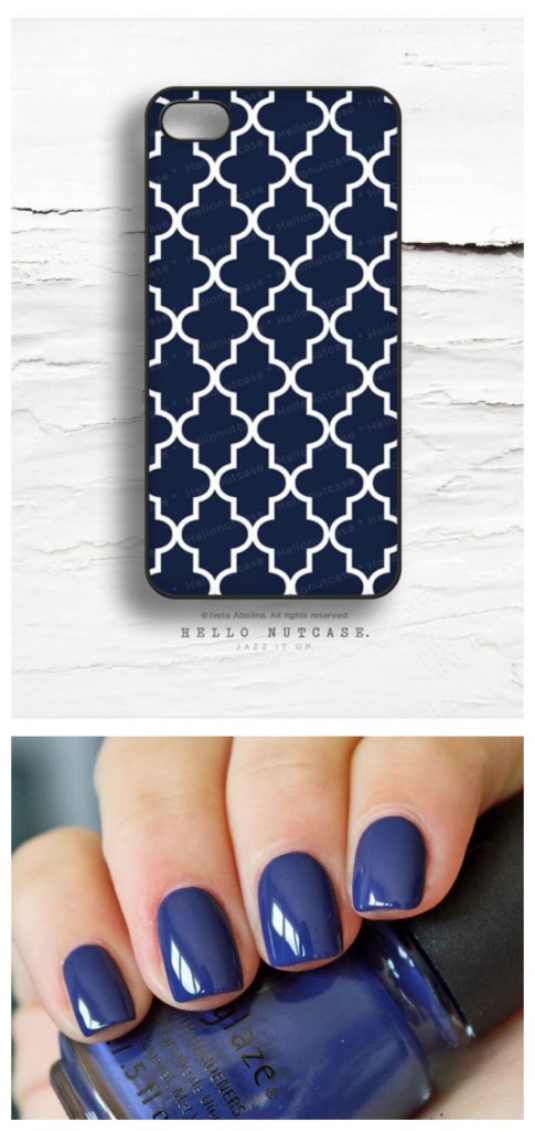 Navy blue nails and case