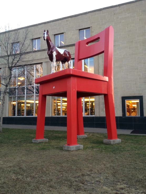 Downtown Denver Chair and Horse Sculpture