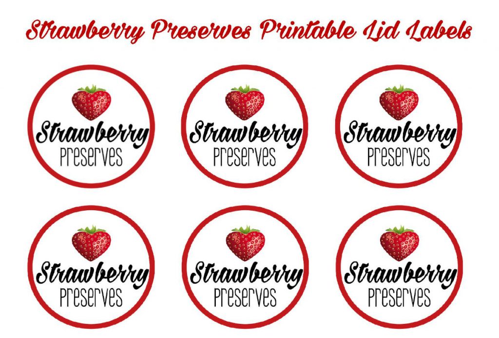 Strawberry Preserves Printable Lid Labels
