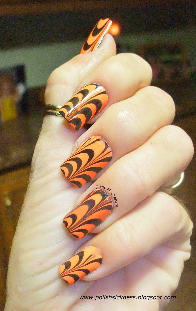 Wicked Water Marble Halloween Nails