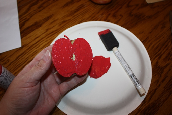 halved apple painted, apple craft