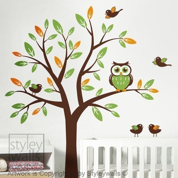 Tree and owl decal