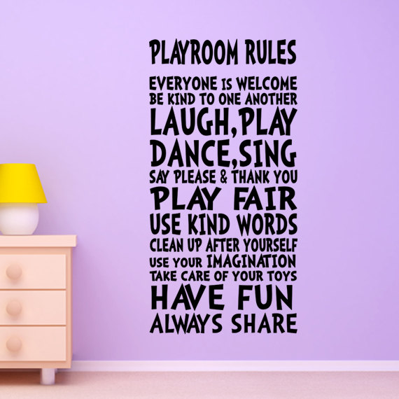 Playroom rules wall decal