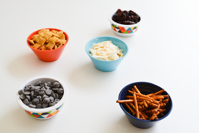 Grab some yummy and healthy options and let your kids make them in to a snack mix