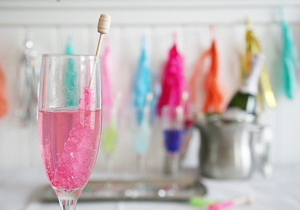 Easy Rock Candy champagne cocktail recipe